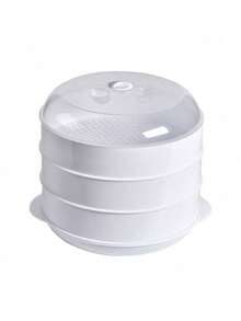 SHEIN 1pc Japanese-Style Microwave Steamer, Kitchen Bun & Dumpling Reheater With Lid, Multi-Layer Plastic Steamer Tray