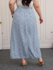 CovetEZ 大码假日休闲波西米亚风碎花裙 - 藍色 - 查看 5