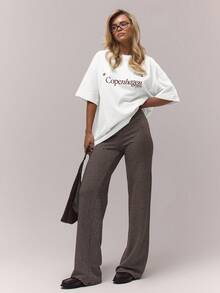 MUSERA 柔软宽松圆领刺绣T恤，休闲可爱宽松度假舒适街头风，优雅春夏假日装扮 - 白色 - 查看 4