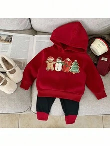 SHEIN 2pcs Baby Girl Knitted Solid Color Fluffy Hooded Sweatshirt And Leggings Set - Multicolor - View 6