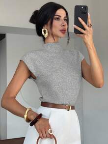 Firerie 优雅高领宽松休闲百搭秋冬无袖针织毛衣背心