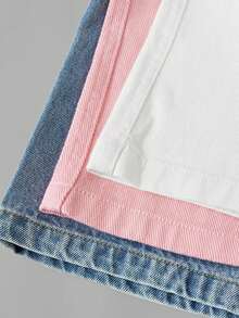 青少年女孩时尚宽松阔腿口袋牛仔裤 - 彩色 - 查看 4