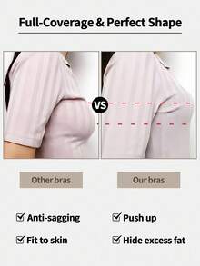 Set de 3 sujetadores inalámbricos sin costuras para mujeres, con relleno, cuello en V, de unicolor y diseño minimalista, cómodos - Multicolor - Ver 6