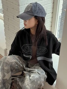 Dazy Kids Tween Girls Letter Embroidery Fleece Jacket,Winter - Grey - View 6