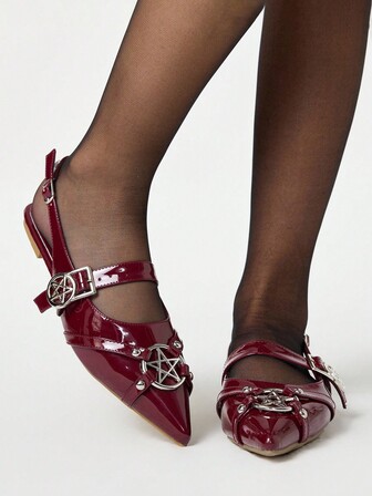 Damen elegante Mode Lässig Spitzschuh Ballerinas, Gothic Stil Seide Satin schwarze Ballerinas geeignet für Party, Alltag, Abendkleid