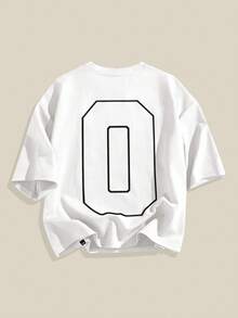 EASEVO Plus Size Men's Loose Fit Embroidered Round Neck Short Sleeve T-Shirt, Suitable For Summer - White - View 2