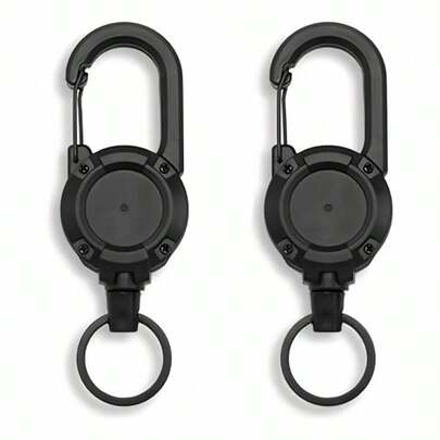 SHEIN Siliget 重型挂绳徽章卷轴，配有 23.6 英寸钢绳和可伸缩钥匙圈，适合户外使用，黑色