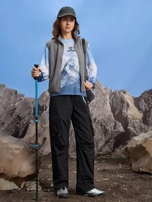 In My Nature 女士山地印花长袖透气户外T恤 - 藍白色 - 查看 4
