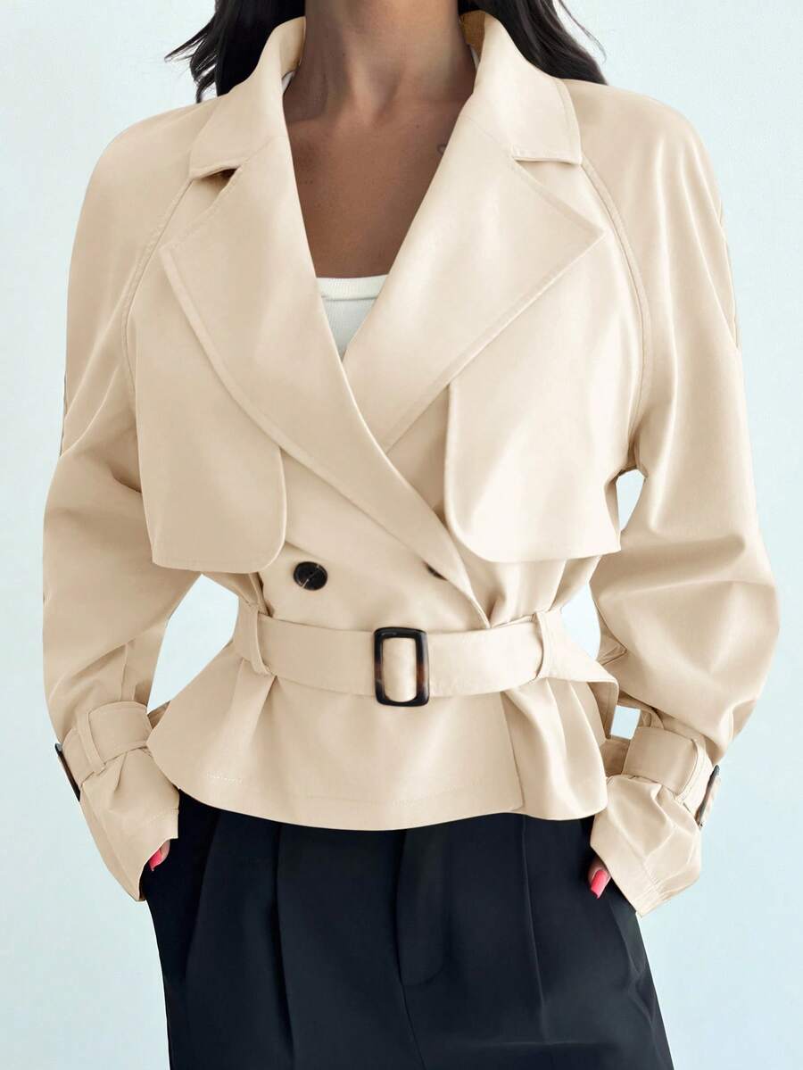 Firerie Women's New Khaki Belted Trench Coat With 3D Pockets Autumn Winter Clothes For Women - Beige - View 1