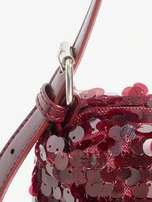 SHEIN SXY 女士、女式单肩包、流浪包、晚装包、红酒包、时尚、奢华、亮片、适合鸡尾酒会、派对、舞会、俱乐部、约会、生日、晚会、约会之夜、宴会、万圣节、圣诞节 - 酒紅色 - 查看 5