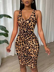 Islaluna Tie Dye Pleated Slim Fit Sleeveless Bodycon Dress For New Year Clothes