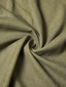 Vestido midi con volantes, bolsillos y cinturón de botones en la cintura, estilo bohemio y occidental, color verde, marca "LanaWest" - Verde militar - Ver 7