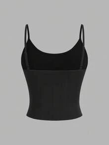 SHEIN EZwear 4 件套女士休闲紧身字母刺绣图案短款背心套装，百搭、舒适、时尚，适合夏季 - 彩色 - 查看 4