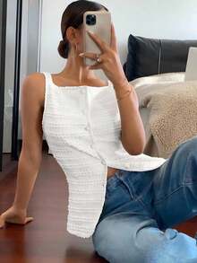 Siren Gaze 女士无袖纯色简约休闲上衣，适合日常穿着