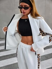 EURMUSE White Set With Leopard Fabric Detail - White - View 5