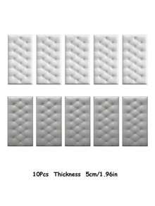 SHEIN 13.77*27.55英寸 3D 压花泡沫墙纸，仿皮革纹理，柔软有纹理（厚度 0.4 厘米/0.16 英寸），自粘泡沫墙贴，房间装饰墙面装饰墙贴