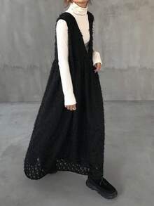 FRIFUL 女式宽松纹理面料吊带连衣裙