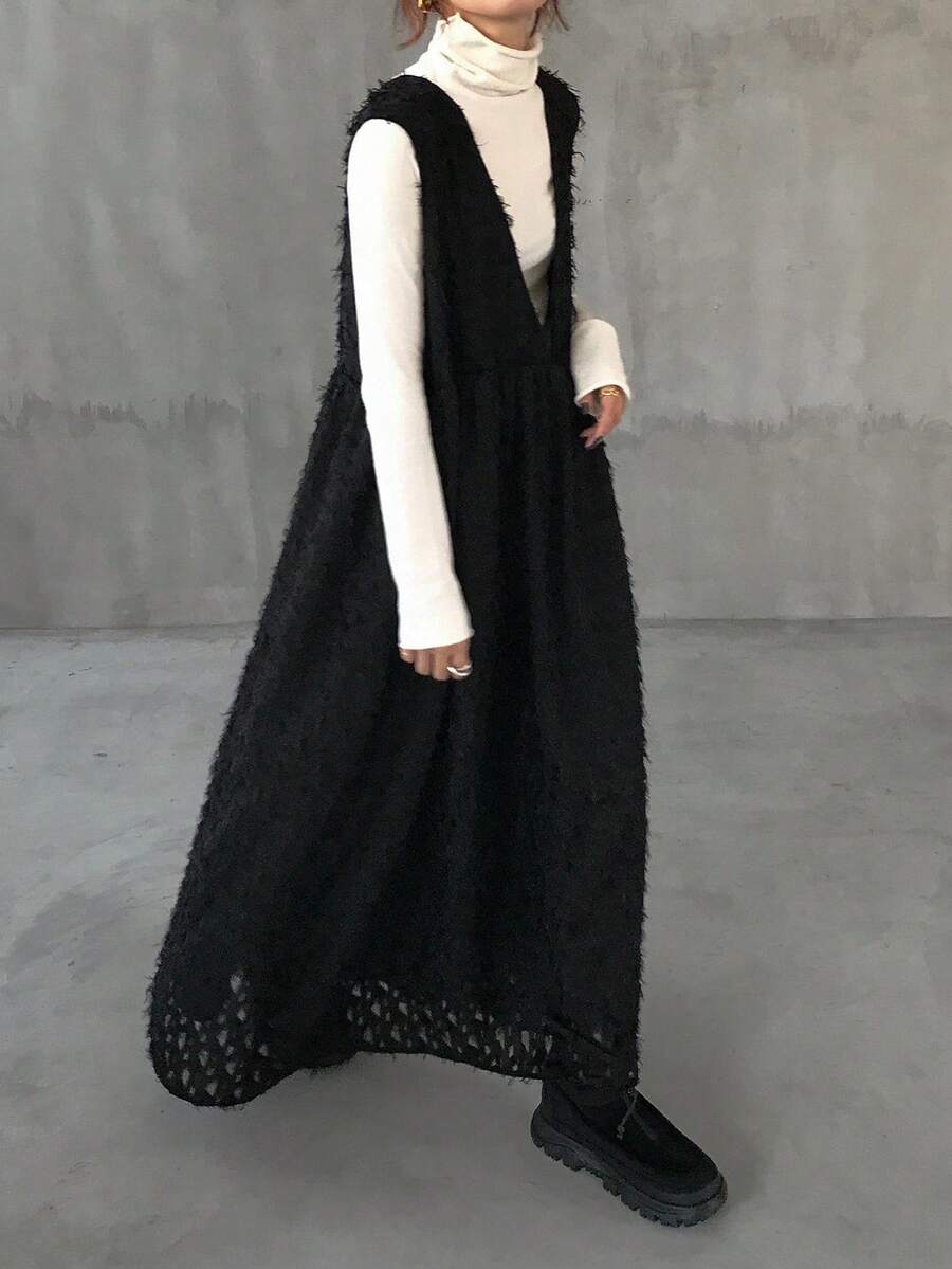 FRIFUL 女式宽松纹理面料吊带连衣裙