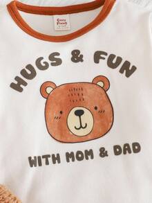 Cozy Pixies 3 pezzi Set da bambino maschio composto da: Maglia a girocollo in maglia con stampa di orsetti, Pantaloni in vita elastica, Accappatoio con cappuccio, Fodera in pile spesso