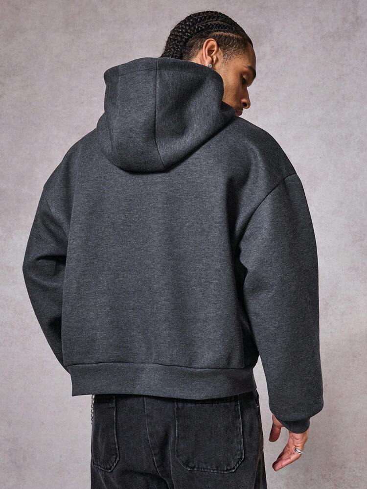 Autumn/Winter Graphic Print With Rhinestone Letter Design Black Oversized Streetwear Men Hoodie