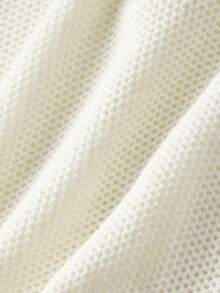 SHEIN MOD Plus-Size Women's White Casual/Work Cardigan, Simple Solid Color, Round Neck, Lantern Sleeves, Wide Hem, Single-Breasted, Suitable For Autumn And Winter,  Warm Coat. - White - View 5