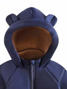 SHEIN Young Boy Basic Cute Ear Design Padded Coat Fall Winter - Royal Blue - View 6