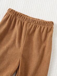 Cozy Pixies 2 件套男婴彩色格子领撞色口袋长袖开衫和纯色松紧腰九分裤套装