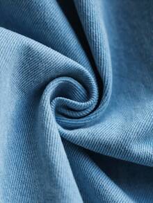 Manfinity EMRG 男式休闲做旧多口袋胸带牛仔背带工装裤 - 淺色水洗藍 - 查看 6