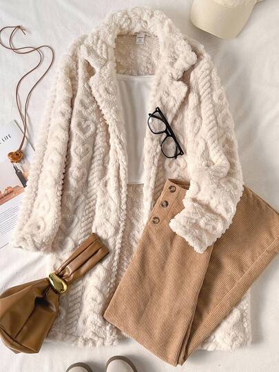 Set de cardigan lung cu guler pufos, camisol și pantaloni, stil coreean, casual, pentru fete preadolescente, toamnă/iarnă, potrivit pentru ținuta școlară de toamnă