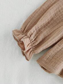 SHEIN Vintaside Kids 2 件套女婴休闲学院风翻领长袖上衣和裤子套装，适合春秋季日常穿着