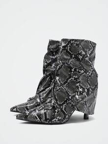 Maija Giày bốt cao đến mắt cá chân mũi nhọn họa tiết da rắn thời trang nữ - Nhiều màu - Xem 2