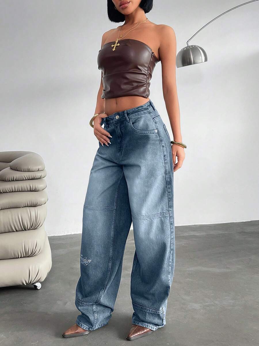 CasuGlow LOW WAIST LOOSE FIT STREET STYLE JEAN - Baby Blue - View 1