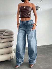 CasuGlow LOW WAIST LOOSE FIT STREET STYLE JEAN - Baby Blue - View 5
