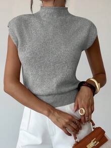 Firerie 优雅高领宽松休闲百搭秋冬无袖针织毛衣背心