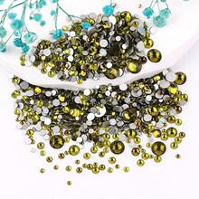 2-6 mm, 6 dimensiuni mixte, 1440 buc/pachet, auriu strălucitor, spate argintiu, spate plat, pietre decorative fără fixare termică, mărgele artistice cu diamant, strasuri, manichiură DIY, decorațiuni, brelocuri, pietre prețioase, consumabile - Dimensiuni mixte - Vizualizare 76