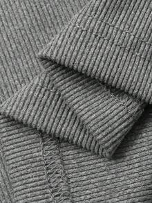 Dazy Kids Young Girl Contrast Scallop Edge Tie Collar Long Sleeve Tee, Casual Daily Commute School Style, Autumn/Spring - Grey - View 8