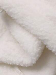 DAZY 两件套女士纯色宽松翻领拉链羊羔绒连帽衫和宽松版型长裤休闲街头风加厚套装，秋冬运动服套装 - 白色 - 查看 8