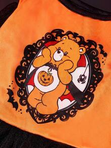 SHEIN X Care Bears 1套卡通图案印花宠物裙，薄纱裙，含魔术帽，猫咪服装，狗狗服装，款式多样。尺码XXS-XXXXL，特小号，特大号，Trick-Or-Sweet熊 - 彩色 - 查看 2