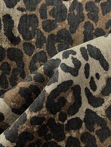 Elamini 女士豹纹直筒牛仔裤，街头服饰，Y2K 风格 - 彩色 - 查看 4