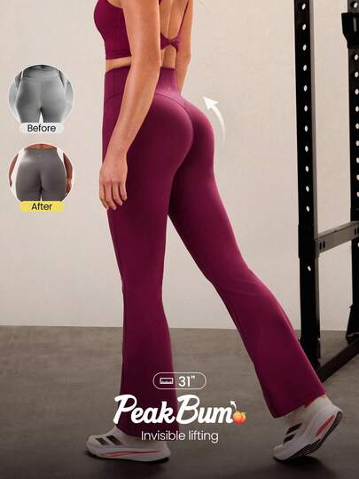 GLOWMODE 31" PeakBum Powersculpt™-Air Play The Flare Sweat-Wicking Cool Feel Butt-Lifting Leggings High Impact Workout Running Training Fall Winter