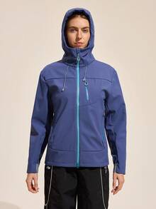 Easithlete 女士拉链抽绳连帽户外夹克 - 紫色 - 查看 4