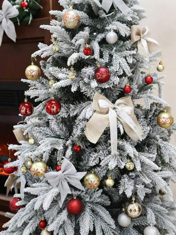 Joivida 1 Bộ 44 Phụ kiện bóng Giáng sinh, Bóng cây thông Noel chống vỡ màu đỏ và vàng, Trang trí tiệc Giáng sinh, Thích hợp cho sân vườn, sân sau, Trang trí tiệc cưới ngày lễ,