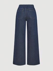 Sweetra Elegant Backless Halter Top And Jeans Pants Suit For Women