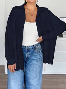 SHEIN Essnce Camisa de mujer talla grande, blusa de primavera, blusa de salida, parche de encaje, ropa de San Valentín, blusas de verano para salir, ropa de primavera, atuendos de rave, atuendos de festival, atuendos de primavera para mujeres