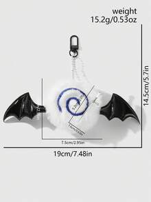 ROMWE Goth 1 件日式复古哥特式可爱黑暗恶魔天使翅膀毛绒漩涡十字剑装饰 DIY 串珠钥匙扣包饰，适合女士/女孩日常佩戴，节日礼物 - 彩色 - 查看 8