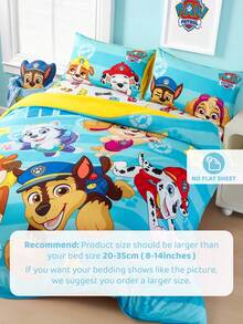 SHEIN | PAW Patrol 3pcs Cute Cartoon Pattern Duvet Cover Set, Brushed Material, Soft & Warm, Blue Striped Duvet Cover, Multiple Sizes Suitable For Twin/Full/Queen/King Bed, Back To School - Baby Blue - View 10
