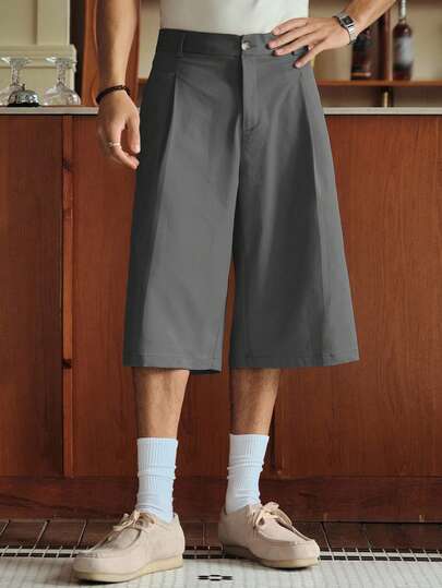 SWAVVY 男士休闲宽松纯色梭织七分裤