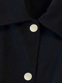 Franclia 新款宽松羊毛混纺翻领长袖女式大衣 - 黑色 - 查看 4