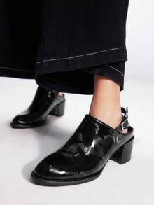 Sugerpunk Women's Fashion Backless High Heel Shoes, Casual Chunky Heels Slip-On Sandals