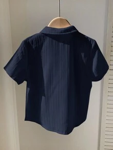 1 件年轻男孩儿童休闲学院舒适翻领宽松白色短袖衬衫适合通勤上学日常休闲学院适合返校适合生日派对、聚会、表演、婚礼、洗礼、返校日常适合上学适合旅行适合运动适合春夏季